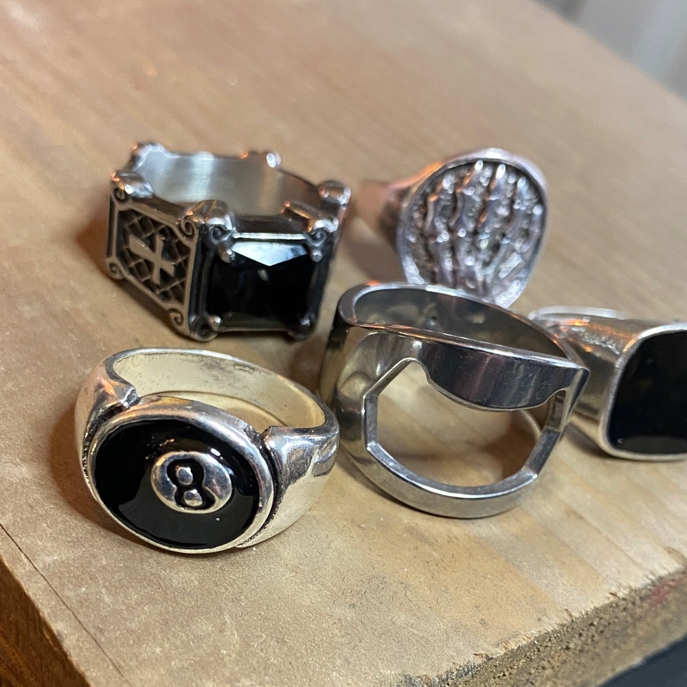 Gothic Silver Statement Rings Set - image 2